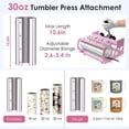 thumbnail image 3 of PNKKODW 12''x15'' Heat Press, 5-in-1 Digital Shirt Press Machine Heat Transfer Sublimation with 30oz Tumbler Press, Teflon-Coated Heat Plate, 360° Swing Away for Mugs Hat Plate Cap, Pink, 3 of 8