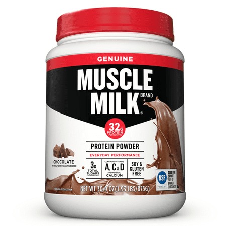 Muscle Milk Genuine Protein Powder, Chocolate, 32g Protein, 1.9lb,