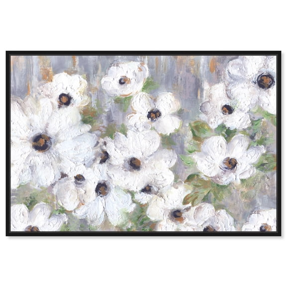Texture And Flowers Colorful Canvas Wall Art by Art Remedy, Black Floater Frame, 15"x10"