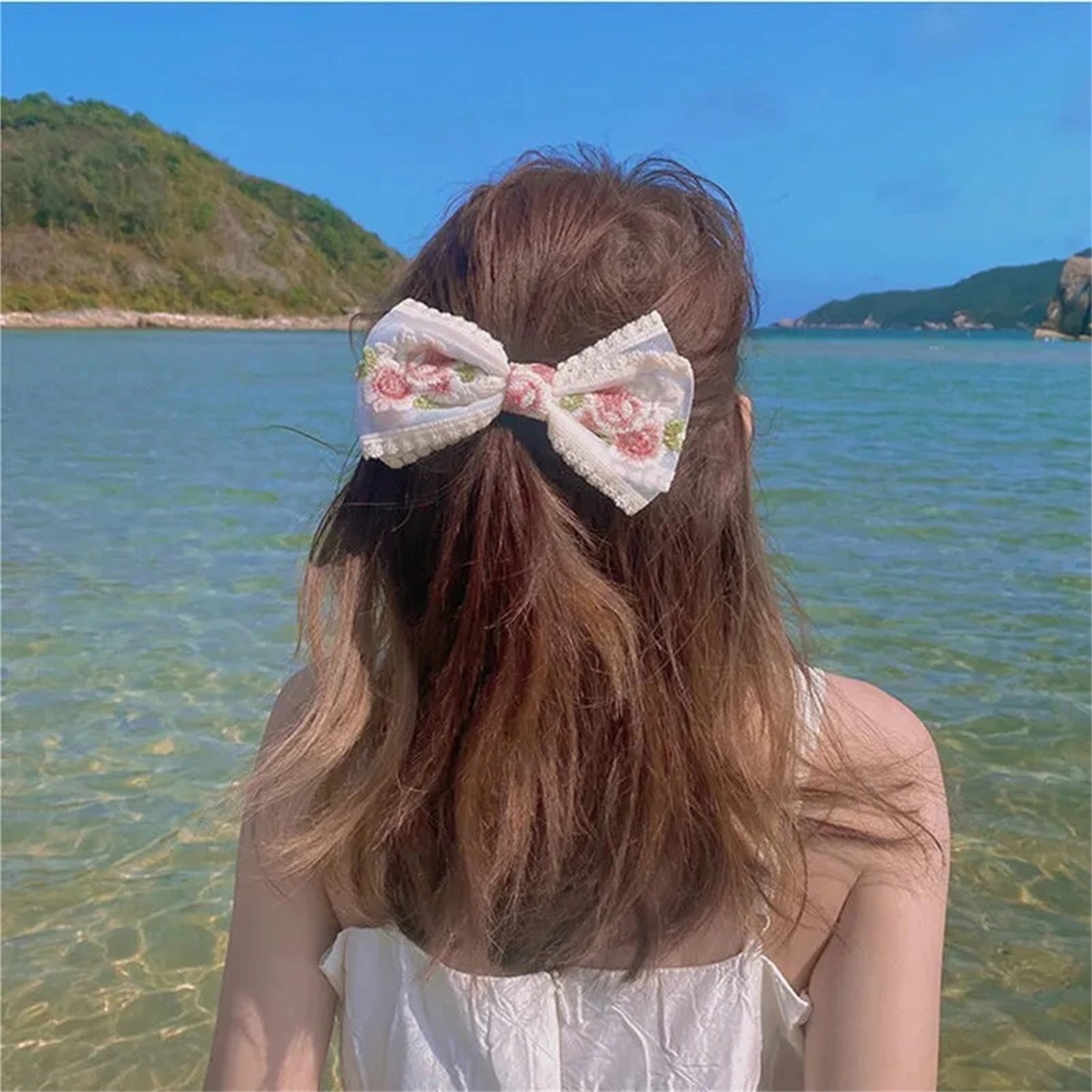 Meidiya Big Bow-knot Hair Barrette Clips Faux Pearl Double-layer Hair  Decoration Solid Color Elegant Women Hair Clip Hair Bow With Long Tail 