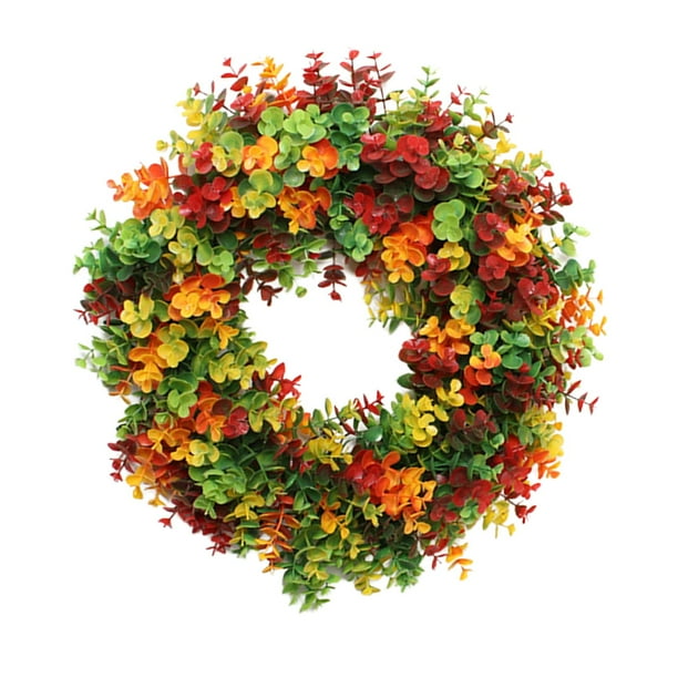 Guirnalda artificial para puerta, colgante de hojas, forma redonda, corona floral, simulación artística 45CM