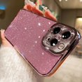 thumbnail image 3 of Luxury Black Glitter Plating Phone Case For IPhone 15 11 12 13 14 Pro Max XR X XS 7 8 Plus Lens Protection Soft Silicone Cover, 3 of 4