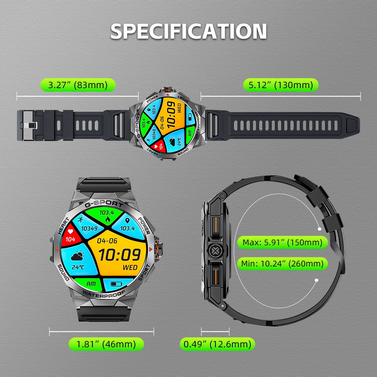 XAXRE Military Smart Watch for Men, 100+ Sports Modes Fitness Watch with AI Voice, 1.43" Smartwatch for iOS Android Phones