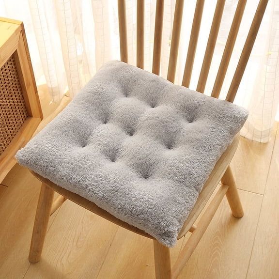 Mictong plush warm soft cushion, 20x20 inch thick cushion, solid color plush cushion, comfortable and soft plush cushion, suitable for home dining chairs and offices, 1 piece, gray