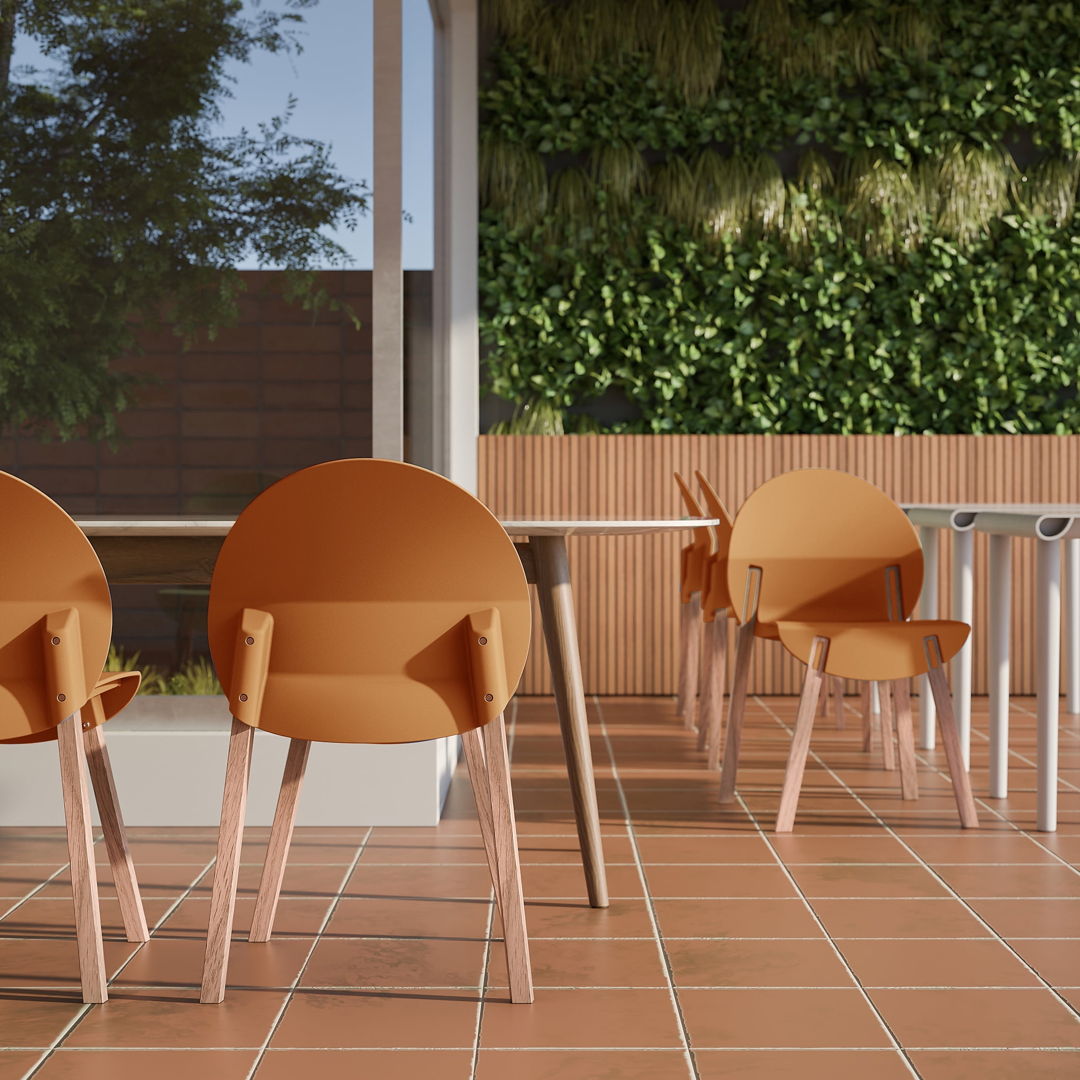 Indoor Dining Chair, 4 Pack Household Leisure Chair for Home Living Room Dining Area, Tropical Orange