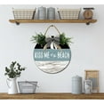 thumbnail image 4 of Eveokoki Kiss Me At The Beach Front Door Sign Funny Wreaths Hanging Wooden Plaque Decoration Round Rustic Wood Farmhouse Porch Decor for Home Front Door Decor, 12 x 12 Inch, 4 of 5