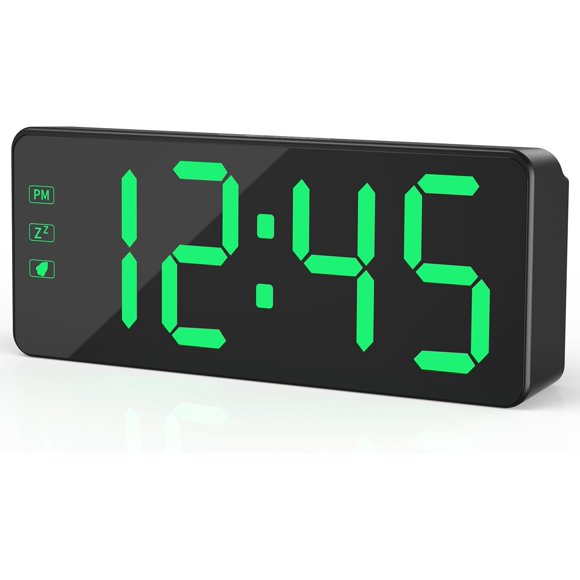 KWANWA Digital Alarm Clock with Backup Battery & 59" UL-Certified Charger - 3-Level Dimmer, Auto Night Mode, 2.4" Bold LED Display, Upgraded Buttons, Clock for Bedroom/Travel/Camping