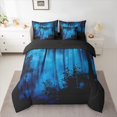 thumbnail image 2 of Feelyou Black Blue Pine Tree Twin Bedding Sets 7-Piece, Jungle Plant Botanical Bedding Comforter Set, Nature Scenery Print Reversible Sheet Sets, Lightweight Room Decor, 2 of 7