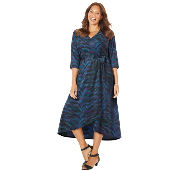 Catherines Women's Plus Size Easy Faux Wrap Dress