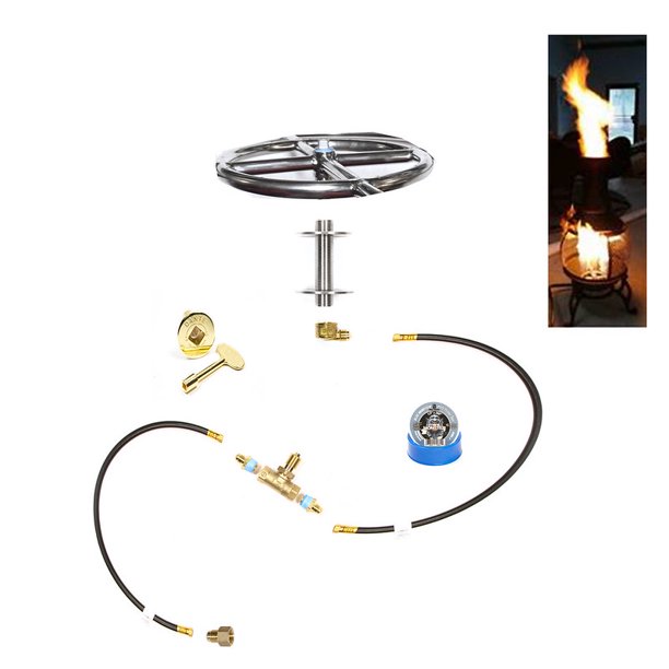 Fr6k Complete Deluxe Pre Plumbed Gas Fire Pit Kit And 6 316 Stainless Steel Fire Ring Walmart Com Walmart Com