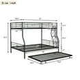 thumbnail image 4 of Full XL Over Queen Metal Bunk Bed with Trundle, Heavy Duty Twin Size Metal Bunk Beds Frame with Ladders and Safety Guard Rails, No Box Spring Needed (Black), 4 of 9
