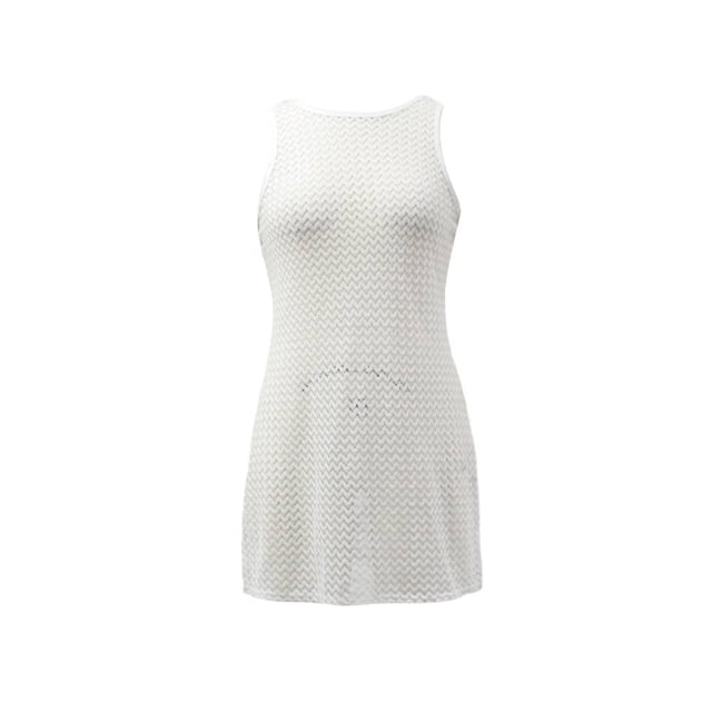 Ropa Playa Ocean Pacific para Mujer Vestido Corto Tejido Cuello Redondo Sin Mangas Blanco Talla G