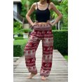 thumbnail image 3 of Bohotusk Red Elephant Savannah Print Elasticated Smocked Waist Womens Harem Pants S/M to LXL, 3 of 5