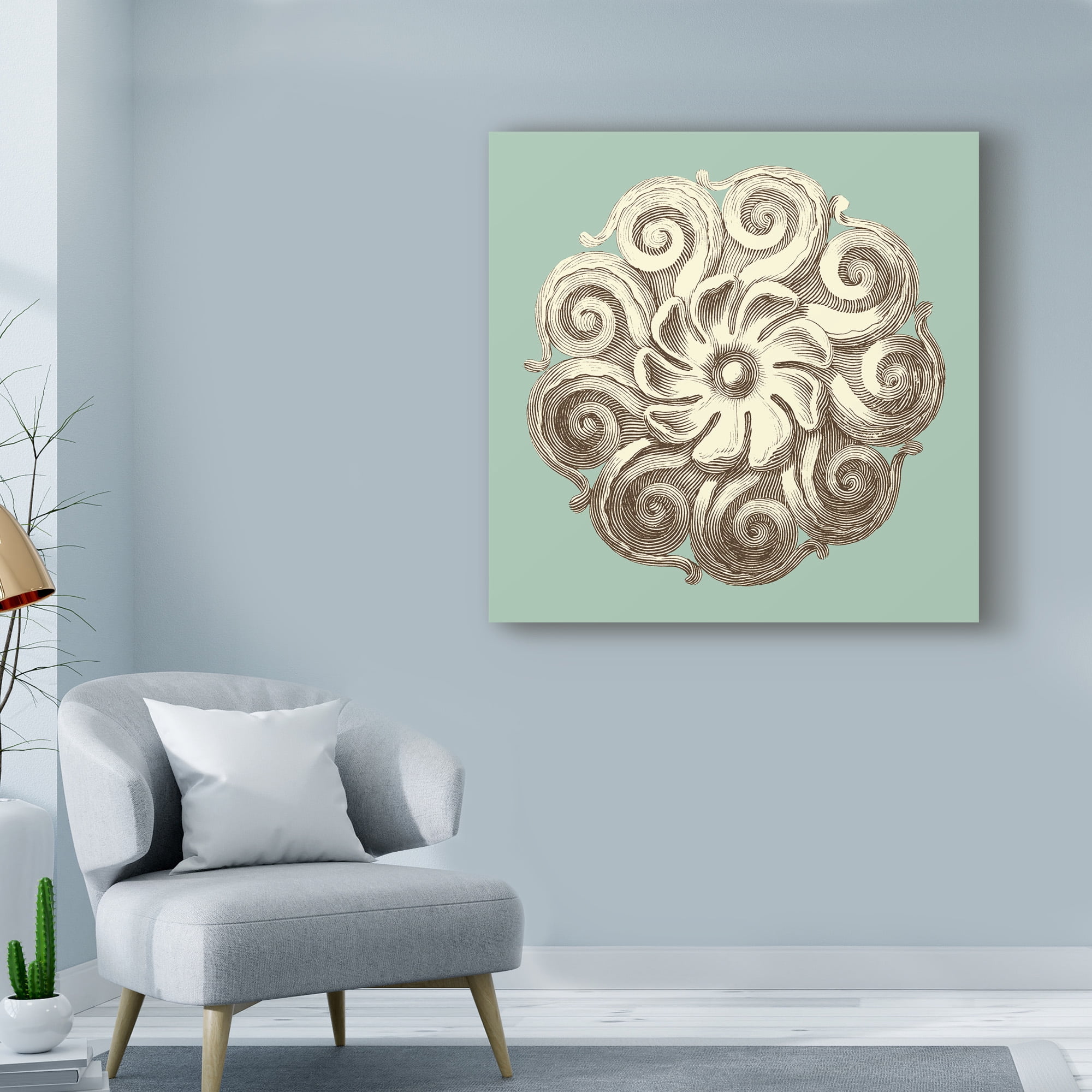 Trademark Fine Art 'UA CH Celadon and Mocha Rosette I' Canvas Art by Vision Studio