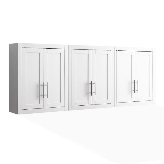 Crosley Furniture Savannah 3Pc Wall Storage Cabinet White - 3 Wall Cabinets