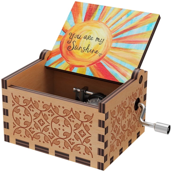 Wood Music Boxes,Laser Engraved Vintage Musical Box for Girlfriend,Boyfriend,Family Friends,Festival Gifts