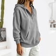 thumbnail image 5 of Gamivast Women's Pullover Hoodie Henley Button Neck Hooded Sweatshirt Waffle Knit Long Sleeve Tops with Kangaroo Pocket Casual Lounge Fall Clothing Daily Wear Gray M, 5 of 6