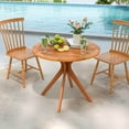 thumbnail image 2 of Costway 35.5 Inch Patio Wood Dining Table with Slatted Tabletop & Curved Legs for Backyard, 2 of 9