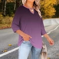 thumbnail image 5 of BSDJILFG Womens Plus Size Tops 3/4 Sleeve Graphic Tees Oversized Loose Fit Shirt Hollow Out Comfy Pajama Top Sleepwear L-5XL, 5 of 7