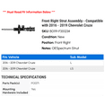 thumbnail image 2 of Front Right Strut Assembly - Compatible with 2016 - 2019 Chevy Cruze 2017 2018, 2 of 2