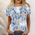 thumbnail image 4 of KIHOUT Shirts for Women Petite Fashion Printed 3/4 Sleeves Blouse Round Neck Casual Tops, 4 of 4
