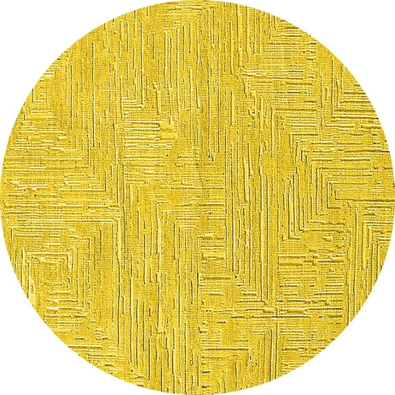 Ahgly Company Machine Washable Indoor Round Solid Yellow Modern Area Rugs, 4' Round