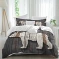 thumbnail image 2 of Vintage White Brown Bear Bedding 3 Piece Duvet Cover Set Twin Size, Retro Country Rustic Wood Grain Soft Microfiber Comforter Cover with Zipper Closure & Pillowcases, FadeResistant Quilt Cover, 2 of 9