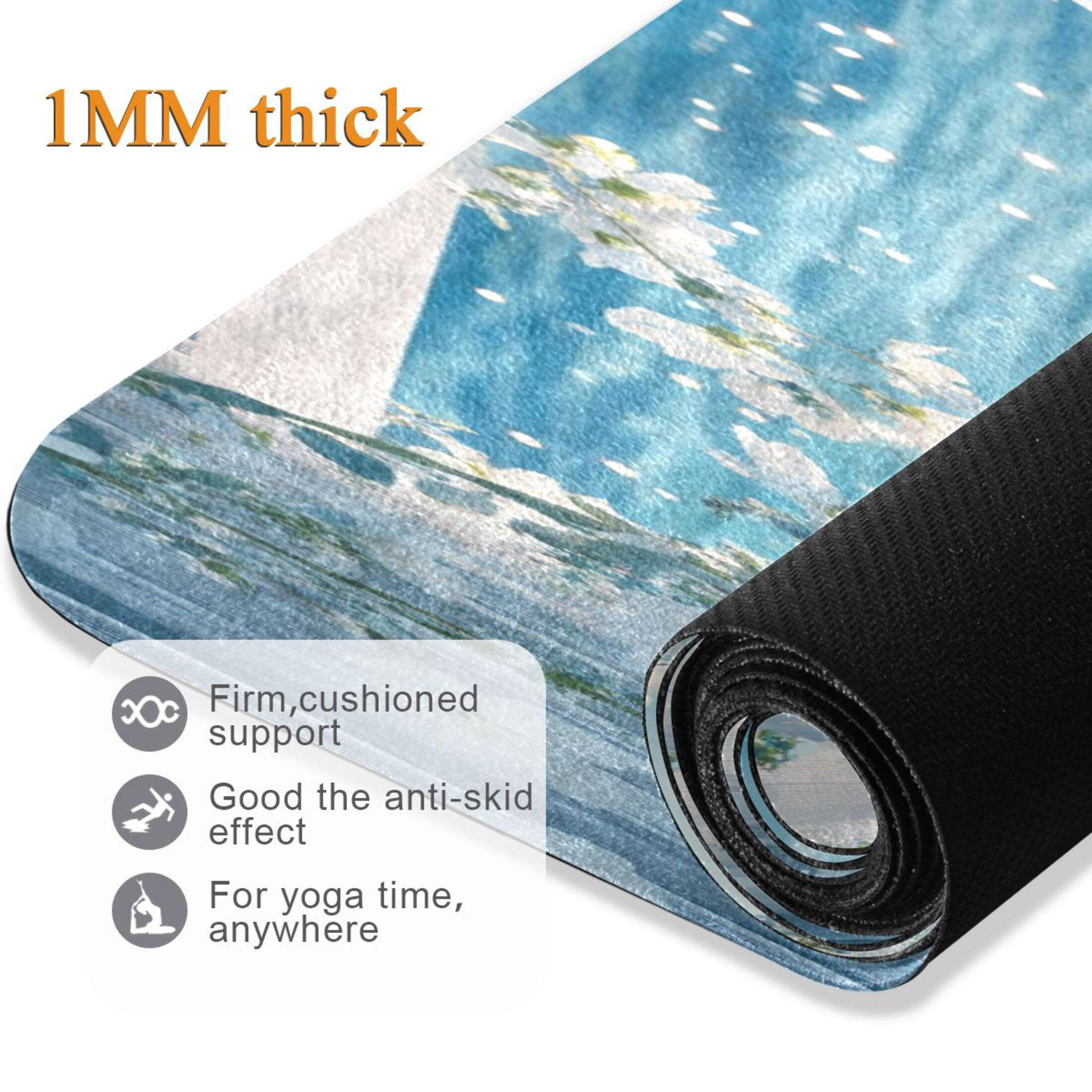 BZSMCE Yoga Mat Women White Flowers by The Sea Fitness Mat