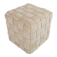 thumbnail image 3 of Square Braided 16" Cream Velvet Ottoman by, 3 of 6