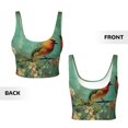 thumbnail image 5 of Haiem Retro Birds Pattern Womens Sports Bra - U Neck Padded Low Impact Yoga Bra Workout Crop Top Gym Moisture-Wicking Workout Vest -Small, 5 of 9