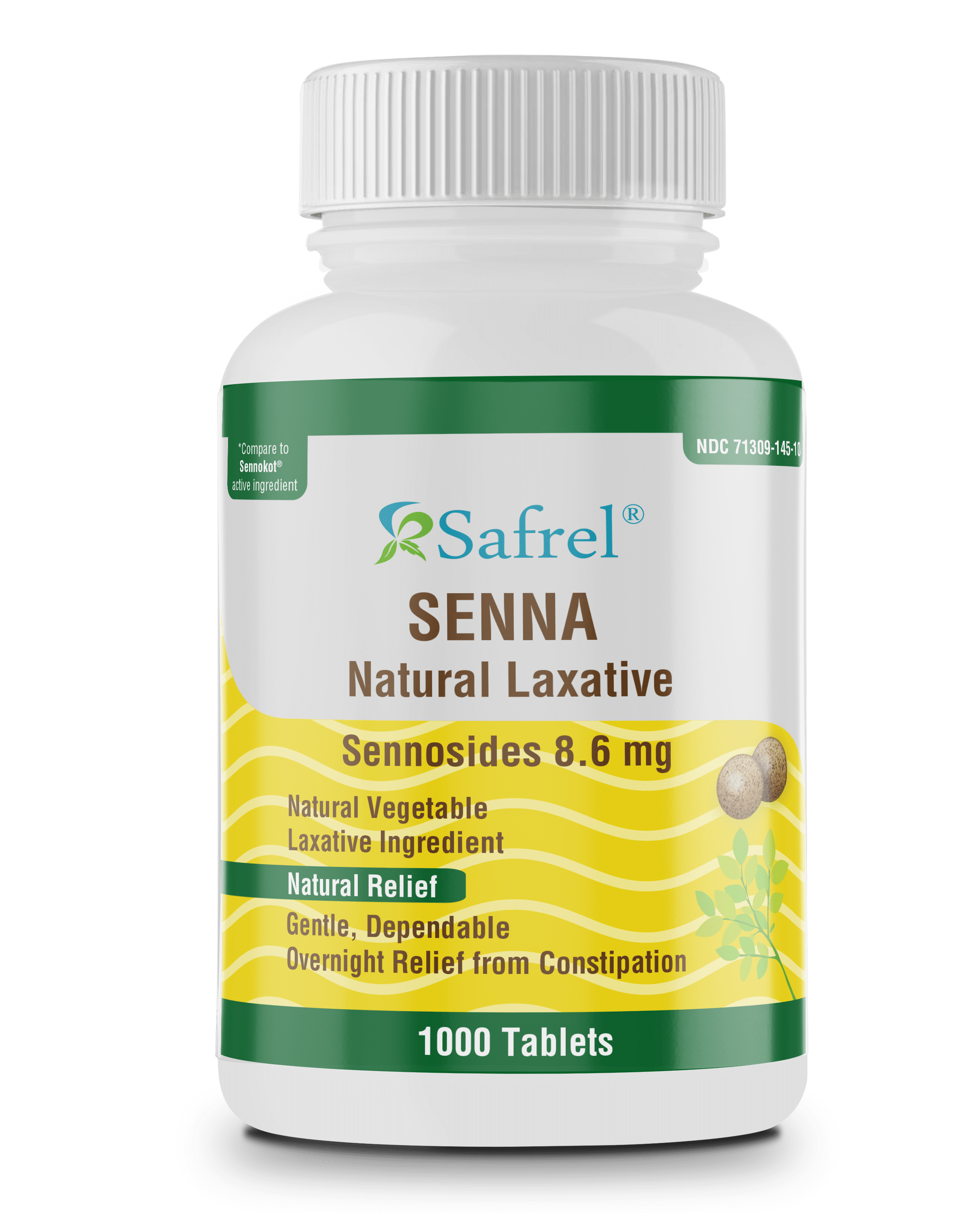 Safrel Senna 8 6 Mg Tablets 1000 Count Natural Sennosides Vegetable Laxative For Constipation