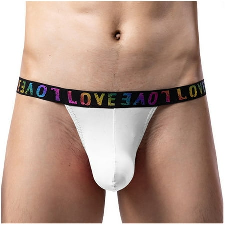 Savings Clearance RbCulf Sexy Thong for Men Men s Low Waist Briefs with Love Print Casual Fashion Buttock Lift Panty G-String Underpants Valentine s Day Honeymoon Gifts