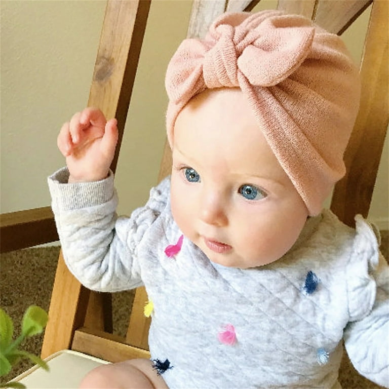 Lovely Bowknot Knitted Baby Hat Cute Solid Color Baby Girls Boys Hat Turban  Soft Newborn Infant