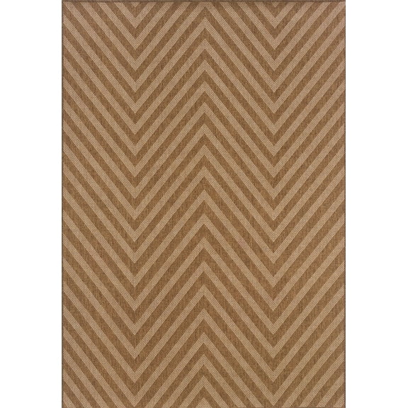 Moretti Grand Mal Indoor/Outdoor Area Rug 1330X Tan Zig Zag Woven 5' 3" x 7' 6" Rectangle