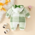 thumbnail image 4 of Xijirk Boys Girls Long Sleeve Plaid Hooded Romper Jumpsuit,Baby One-piece Pajamas-Green-12-18 Months, 4 of 6