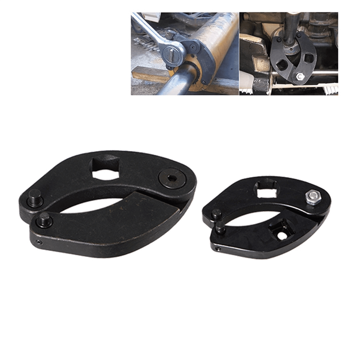 2X Adjustable Gland Nut Wrench 1266 +7463 Spanner Tool Set for Hydraulic Cylinders on Skid Steer Loaders,2 x Adjustable Gland Nut Wrench set,Black