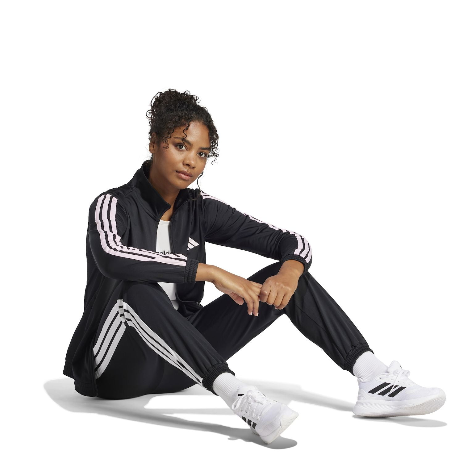 Women's adidas Tricot 3-Stripes Track Top Color: Clear Pink Size: X LARGE