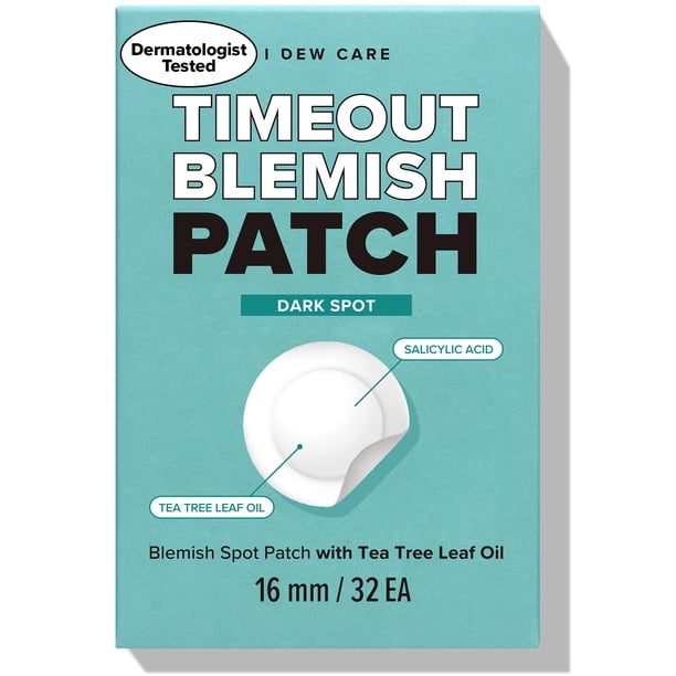I DEW CARE Parche hidrocoloide para espinillas y acné - Mancha oscura con imperfecciones Timeout | Parches coreanos para granos para cara y piel, pegatinas faciales que absorben Pus con aceite de hoja