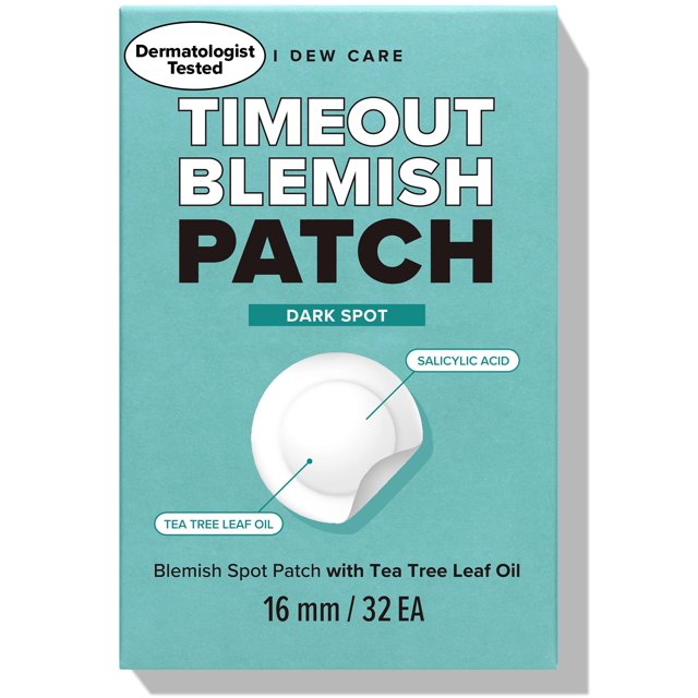 I DEW CARE Parche hidrocoloide para espinillas y acné - Mancha oscura con imperfecciones Timeout | Parches coreanos para granos para cara y piel, pegatinas faciales que absorben Pus con aceite de hoja