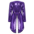 thumbnail image 5 of Aislor Women's Shiny Sequin Magician Dress Circus Ringmaster Steampunk Tailcoat Jacket Halloween Party Costume Purple M, 5 of 7