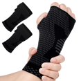 thumbnail image 1 of 2 Pairs Copper Compression Wrist Sleeves for Men & Women Hand & Wrist Support Brace for Sports Typing Hand Instability Relieve Discom(Left/Right Medium Black), 1 of 5