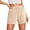 Beige, variant on Yoga Shorts Women Casual Pocketed High Waist Elastic Waistband Training Plus Size Shorts for Women,Black,S