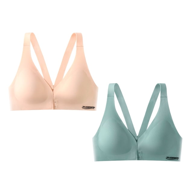 Womens Front Closure Bra Racerback Plus Size Unlined Underwire Full Coverage Bras