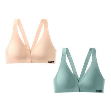 HCURIBAD Clearance! Bras for Women  2 Pcs Womens Front Closure Bra Racerback Plus Size Unlined Underwire Full Coverage Bras Push up Bra  Wireless Bras for Women  Bra Pack 2Pcs Underwear Blue2 XL