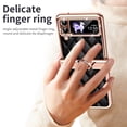 thumbnail image 3 of MonsDirect for 6.7 inch Samsung Galaxy Z Flip 4 5G 2022 Case, Hinge Protection Plating Frame Hard PC Shell Diamond PU Leather Cover Shockproof with Finger Ring Stand Holder for Galaxy Z Flip 4, Black, 3 of 7