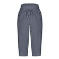 thumbnail image 4 of felwors Summer Pants for Women 2026,Cotton Linen Cropped Pants,Straight Leg Capris Business Ankle Length Chino Trousers (Grey, L), 4 of 6