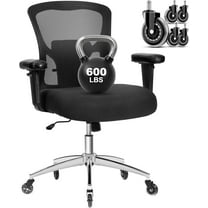 Bigroof Big and Tall Office Chair 600lbs, Heavy Duty Ergonomic Mesh Chair, Computer Executive Desk Chair with Wide Thick Seat, Adjustable Armrests, Lumbar Support