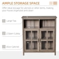 thumbnail image 4 of HOMCOM Accent Sideboard, Serving Storage Buffet Cabinet with 2 Open Components, Glass Door Cabinet and Adjustable Shelf, Oak, 4 of 9