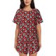 thumbnail image 1 of Balery Red Floral Conjunto de Pijama para Mujer con Estampado, Dos Piezas de Manga Corta y Shorts, Ropa de Dormir Suave con Cuello Redondo y Bolsillos-3X-Large, 1 of 6