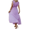 thumbnail image 3 of Qmyliery Women Fashion Temperament Long Dress Solid Color Ruffle Sleeve Chiffon Dresses, 3 of 7